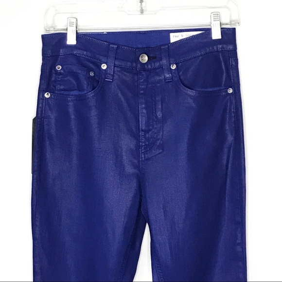 RAG & BONE Coated Blue Ankle Skinny Jeans 28 - Picture 4 of 8